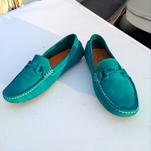 Mercanti Fiorentini | Turquoise Suede Moccasin Driving Loafer Size 8.5 Brazil